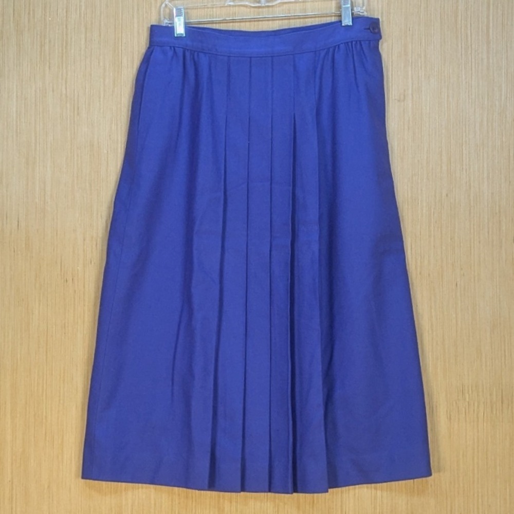 Vintage Pendleton Pleated Midi Skirt Purple 100% Virgin Wool USA‎ Women's Large